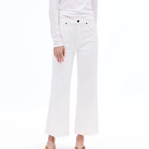 SLVRLAKE Grace High Rise Cropped Wide Leg White Denim Jeans Size 29